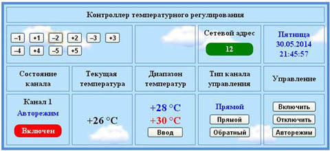web интерфейс термостата RS485